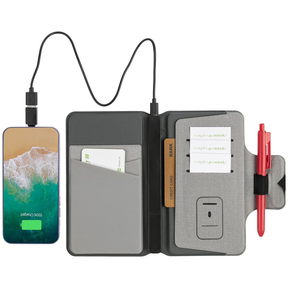 Дорожный органайзер с аккумулятором Oiro, серый / Миниатюра WWW (1000)