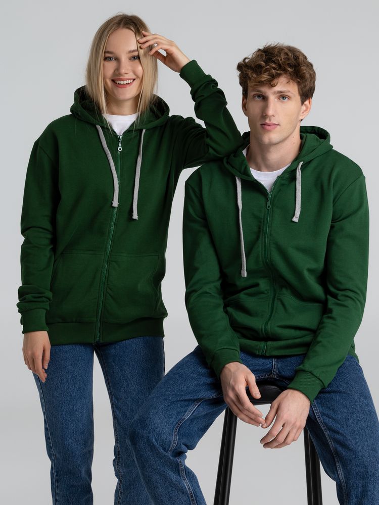 Толстовка с капюшоном на молнии Unit Siverga Heavy, темно-зеленая / Миниатюра WWW (1000)