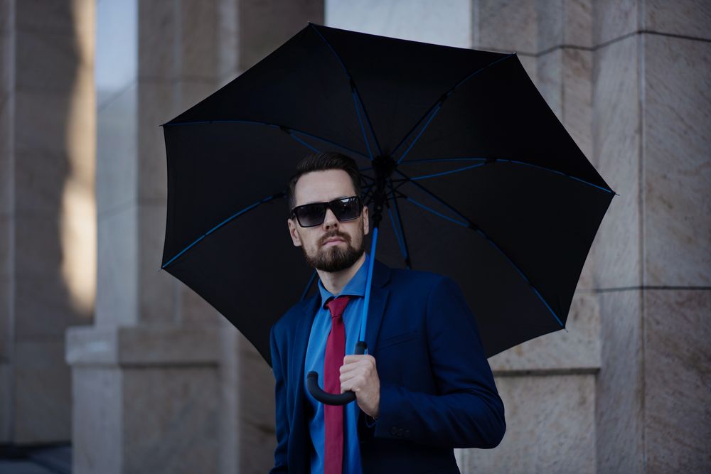 Зонт-трость с цветными спицами Color Power, синий / Миниатюра WWW (1000)