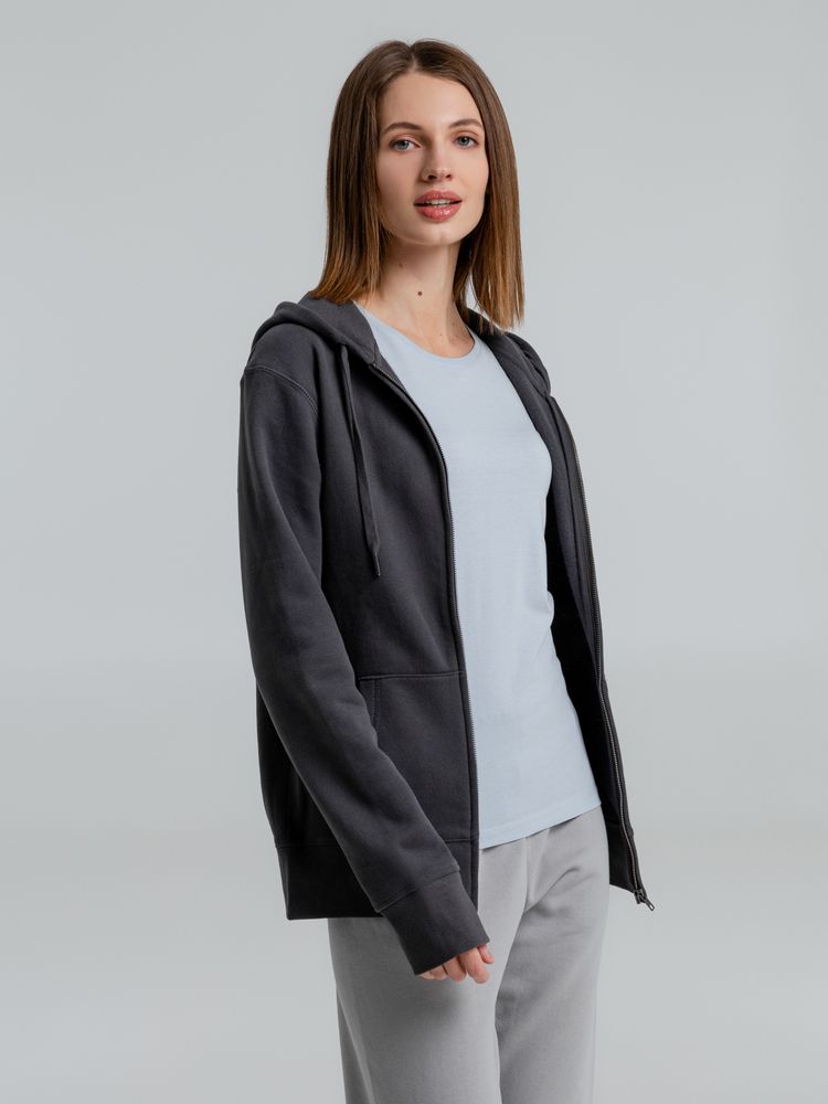 Толстовка с капюшоном на молнии унисекс King, темно-серая / Миниатюра WWW (1000)