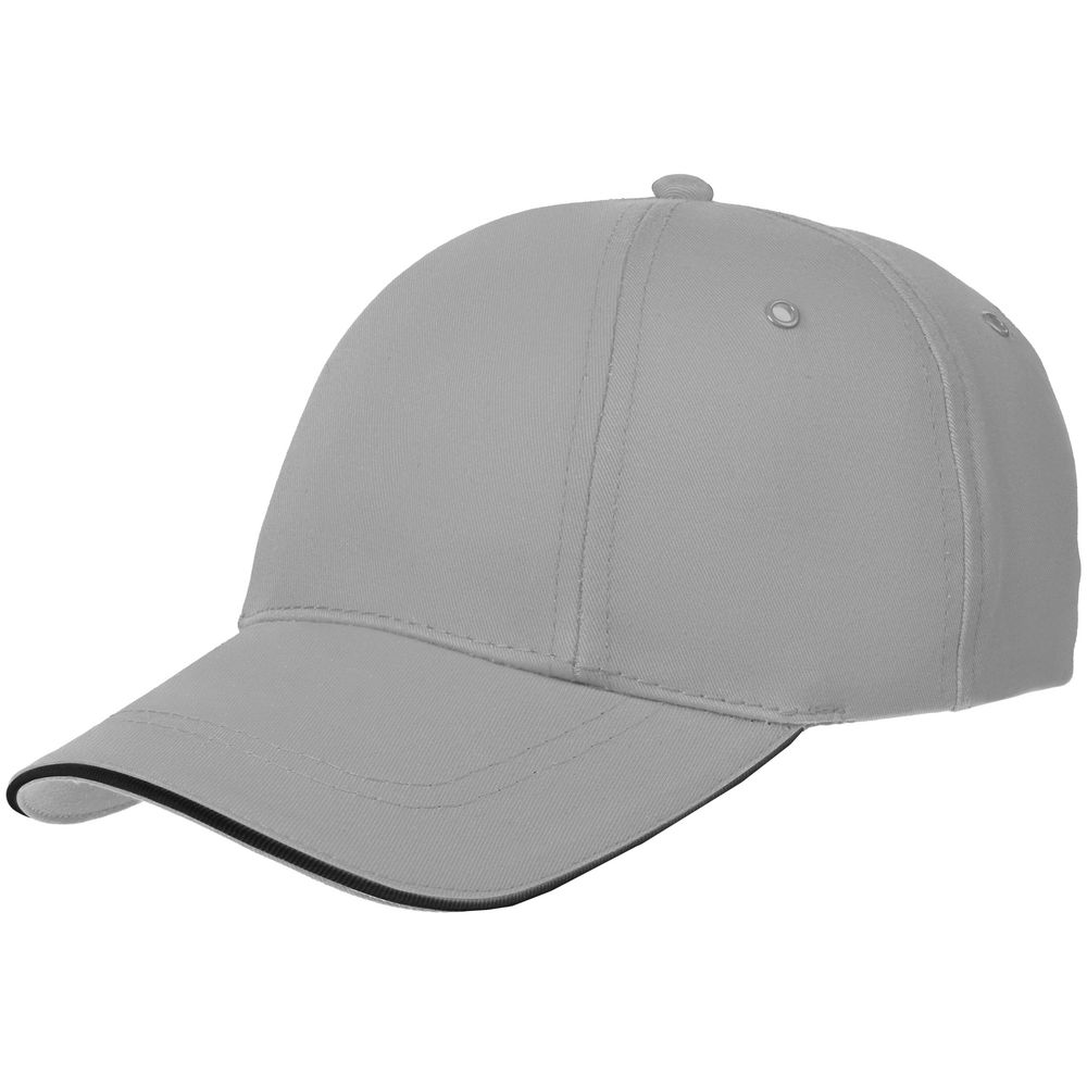 Бейсболка Canopy, серая с черным кантом / Миниатюра WWW (1000)