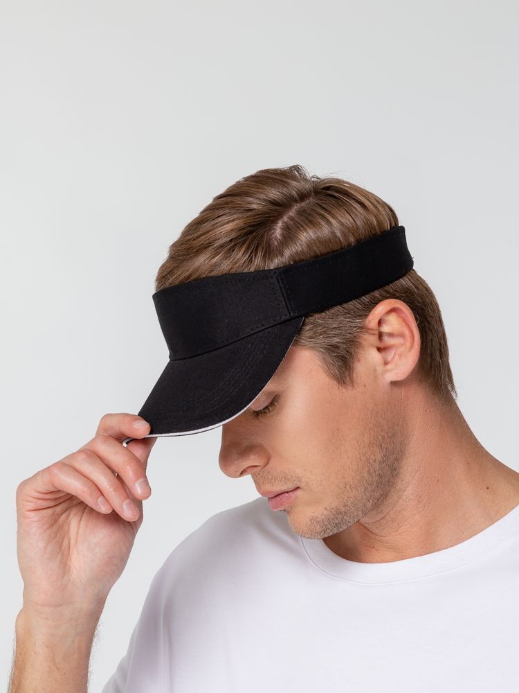 Козырек Active, черный с белым кантом / Миниатюра WWW (1000)