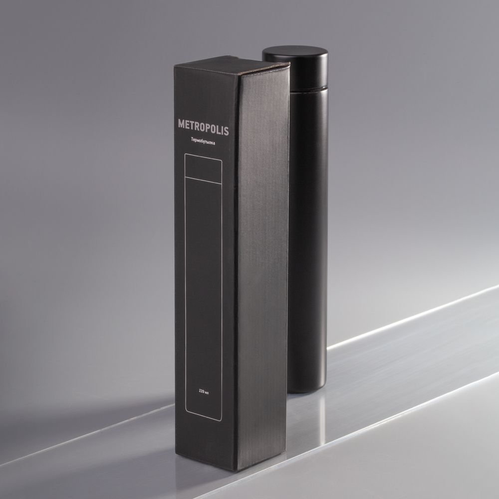 Термобутылка Metropolis, черная / Миниатюра WWW (1000)