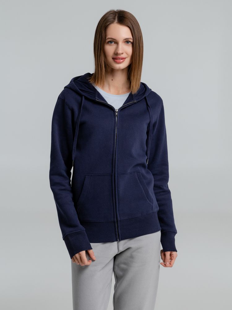 Толстовка с капюшоном на молнии унисекс King, темно-синяя / Миниатюра WWW (1000)