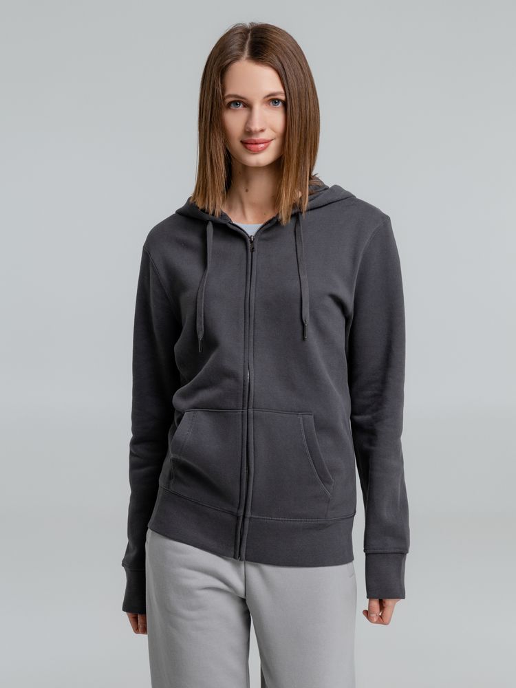 Толстовка с капюшоном на молнии унисекс King, темно-серая / Миниатюра WWW (1000)