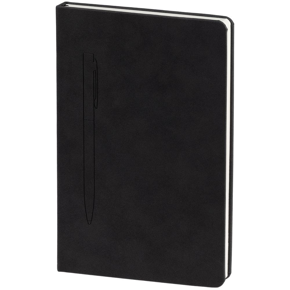 Блокнот Magnet Chrome с ручкой, черный с оранжевым / Миниатюра WWW (1000)