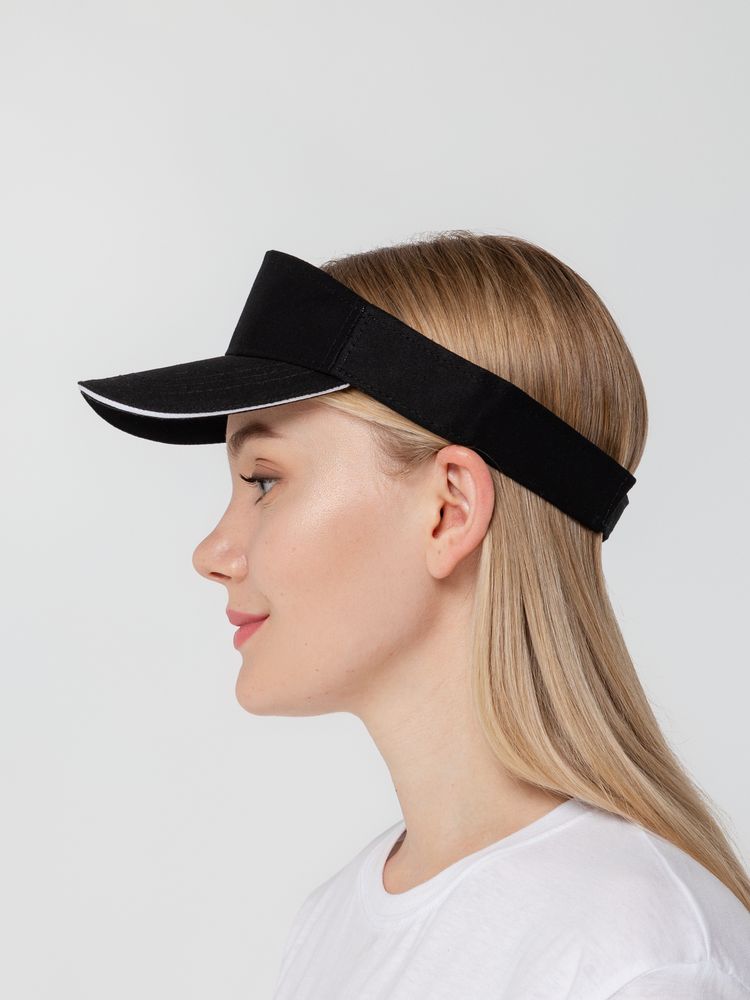 Козырек Active, черный с белым кантом / Миниатюра WWW (1000)