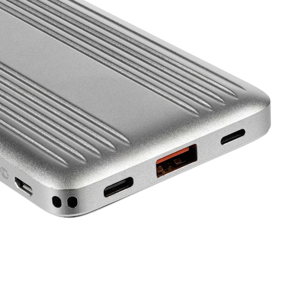 Металлический аккумулятор Hard Ridge, 10000 мАч, серебристый / Миниатюра WWW (1000)