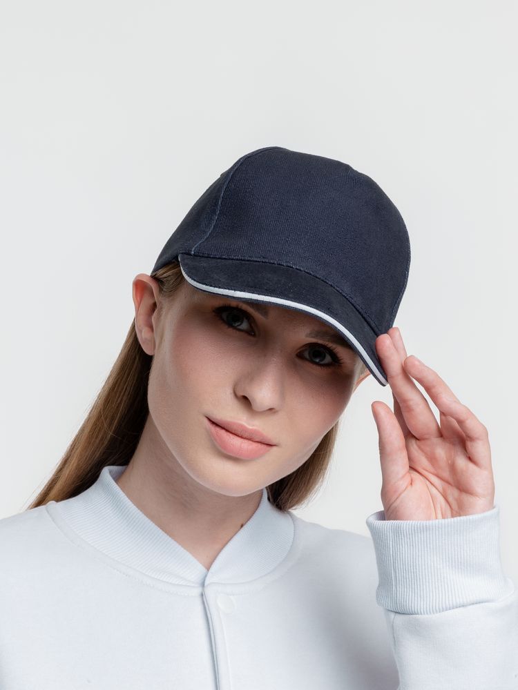 Бейсболка Classic, темно-синяя с белым кантом / Миниатюра WWW (1000)