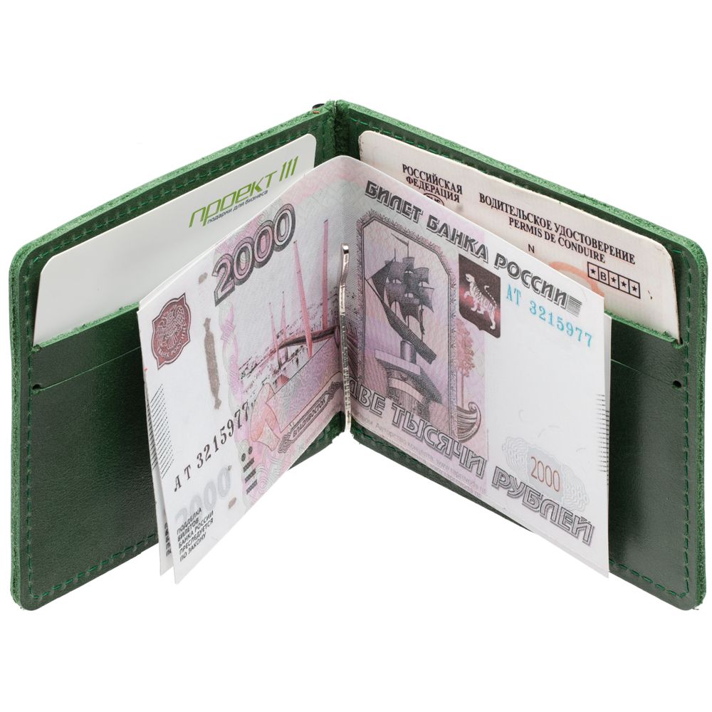 Зажим для купюр Apache, зеленый / Миниатюра WWW (1000)