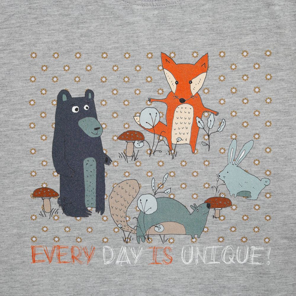 Свитшот детский Every Day is Unique, серый меланж / Миниатюра WWW (1000)