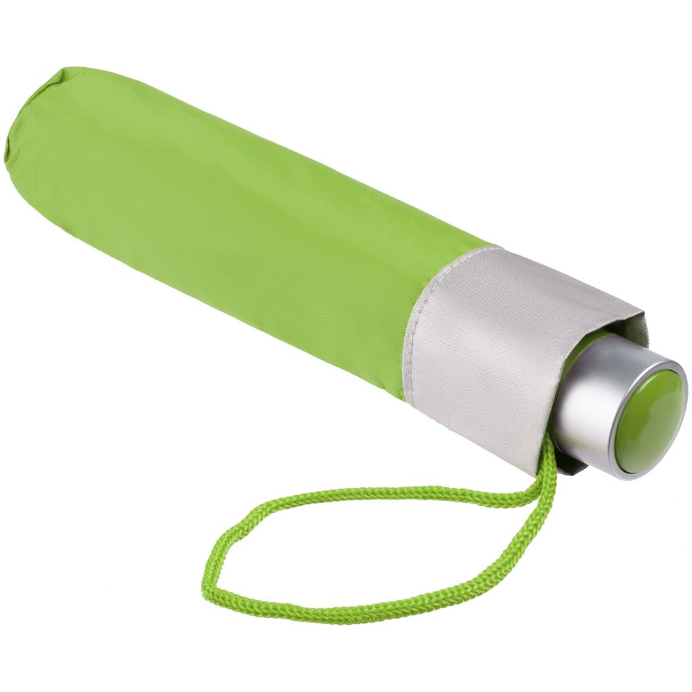 Зонт складной Silverlake, зеленое яблоко с серебристым / Миниатюра WWW (1000)