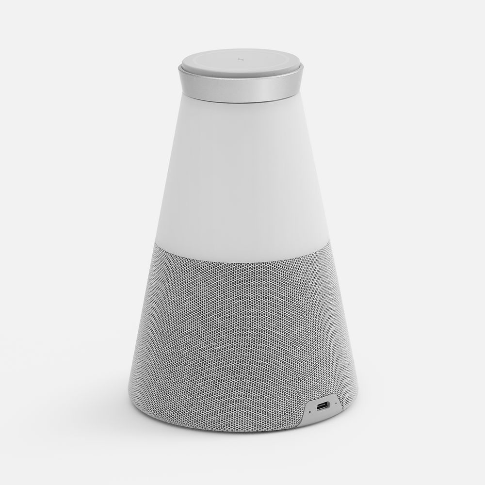 Bluetooth-колонка с беспроводной зарядкой и подсветкой Cone Sonance, серая / Миниатюра WWW (1000)