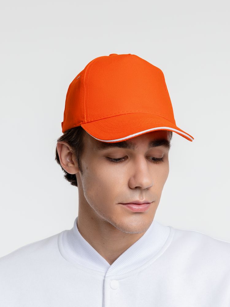 Бейсболка Classic, оранжевая с белым кантом / Миниатюра WWW (1000)