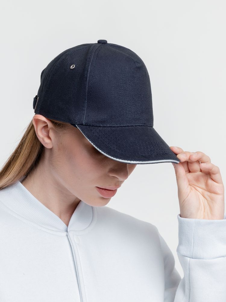 Бейсболка Classic, темно-синяя с белым кантом / Миниатюра WWW (1000)