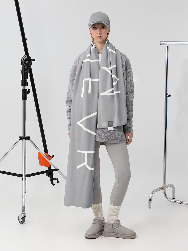 Шарф Bereg, молочный с серым / Миниатюра нанесения (1000)