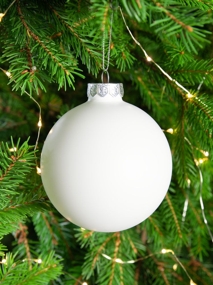 Елочный шар Finery Matt, 10 см, матовый белый / Миниатюра WWW (1000)