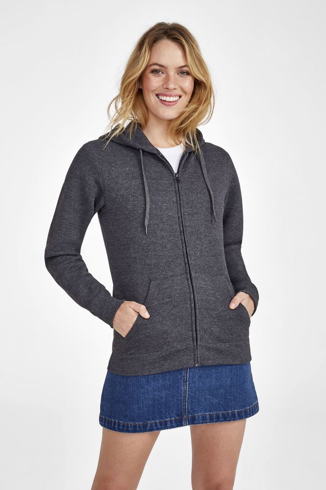 Толстовка женская на молнии с капюшоном Seven Women, серый меланж / Миниатюра WWW (1000)