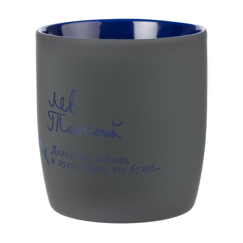 Кружка «Толстой» c покрытием софт-тач, синяя / Миниатюра WWW (1000)