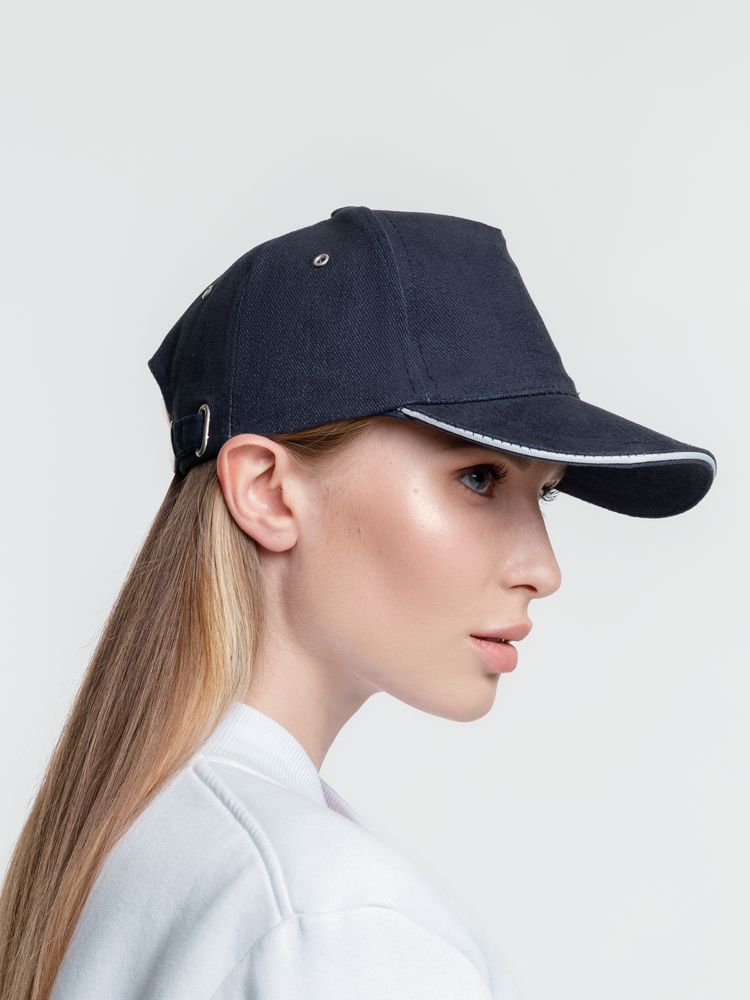 Бейсболка Classic, темно-синяя с белым кантом / Миниатюра WWW (1000)