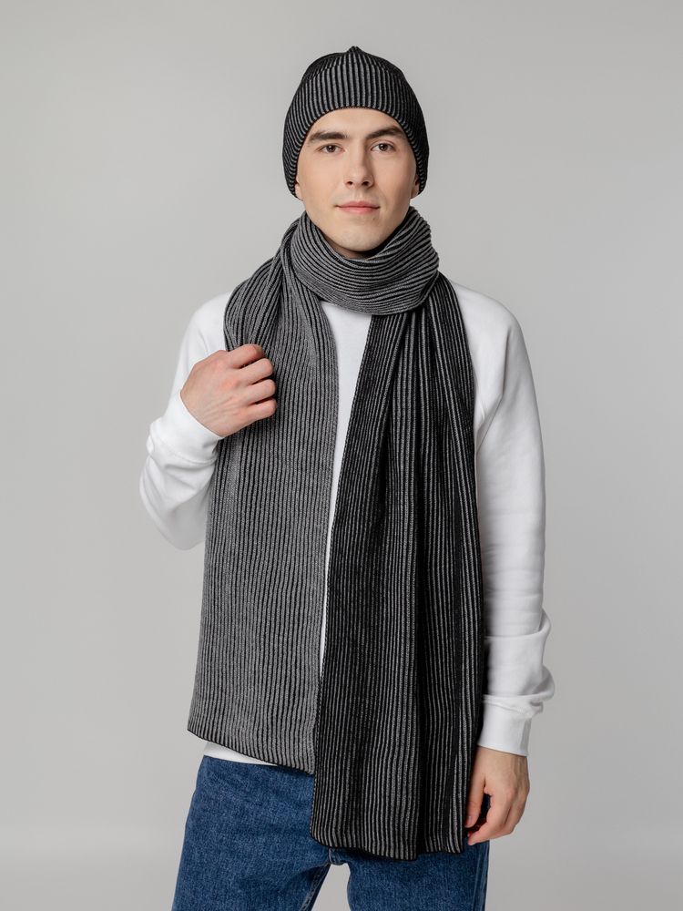 Шарф Nobilis, черный с серым меланжем / Миниатюра WWW (1000)