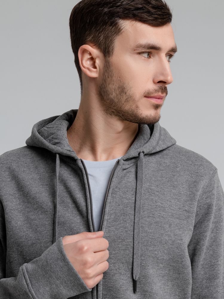 Толстовка с капюшоном на молнии унисекс King, темно-серый меланж / Миниатюра WWW (1000)