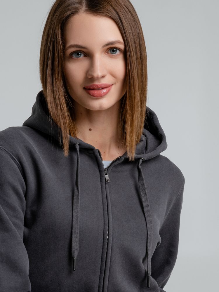 Толстовка с капюшоном на молнии унисекс King, темно-серая / Миниатюра WWW (1000)