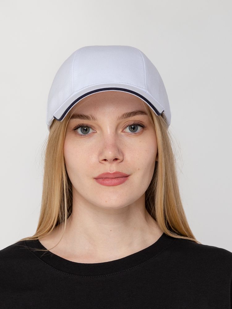 Бейсболка Canopy, белая с темно-синим кантом / Миниатюра WWW (1000)