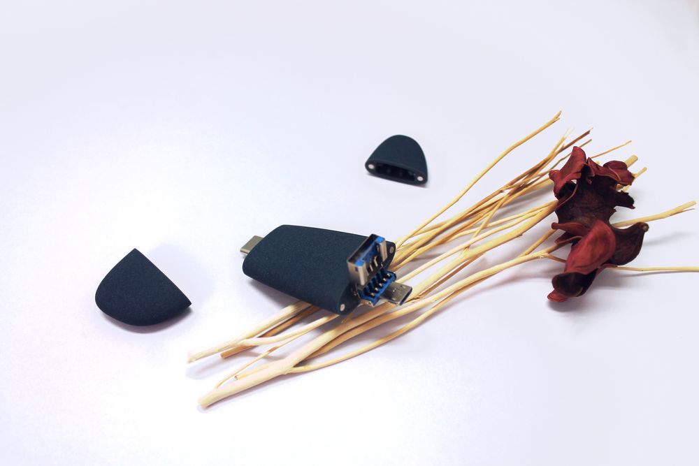 Флешка Pebble Universal, USB 3.0, серо-синяя, 32 Гб / Миниатюра WWW (1000)