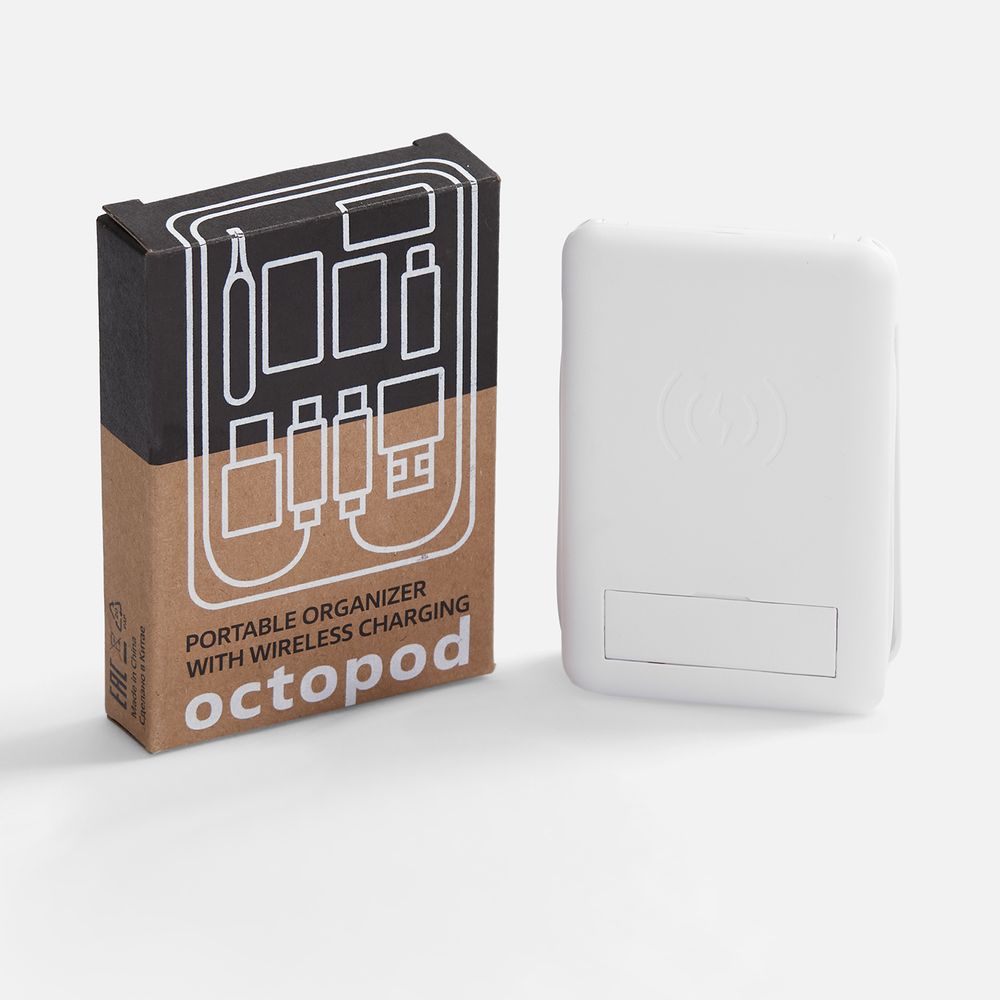 Органайзер с беспроводной зарядкой и набором адаптеров Octopod, белый / Миниатюра WWW (1000)