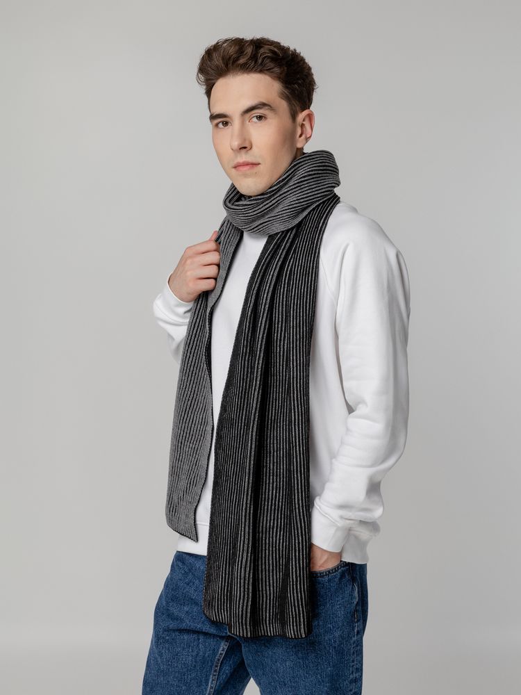 Шарф Nobilis, черный с серым меланжем / Миниатюра WWW (1000)