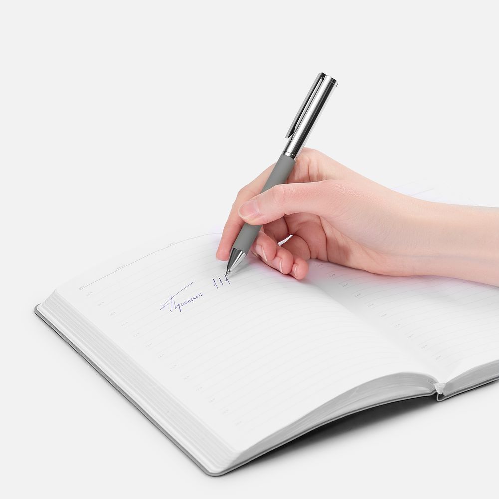 Ручка шариковая Eyeshot Soft Touch, серая / Миниатюра WWW (1000)