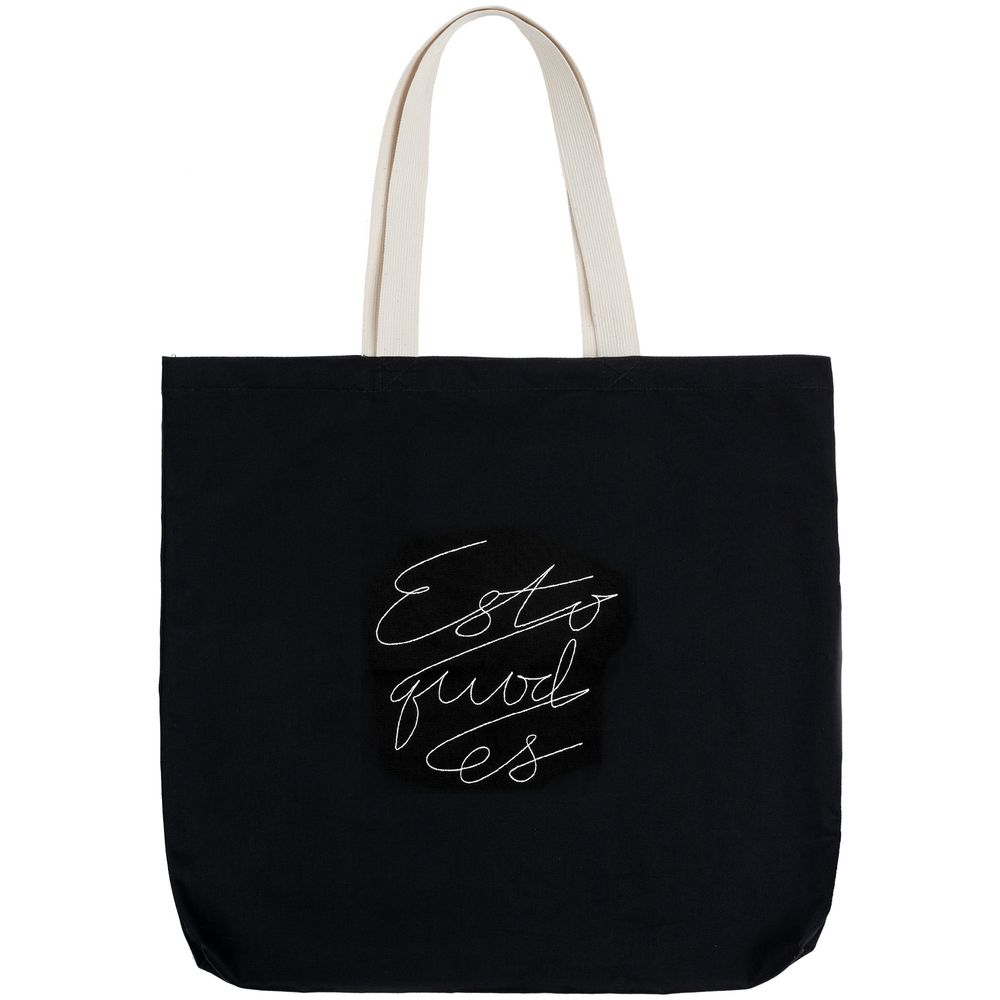 Холщовая сумка с вышивкой Esto Quod Es, черная / Миниатюра WWW (1000)