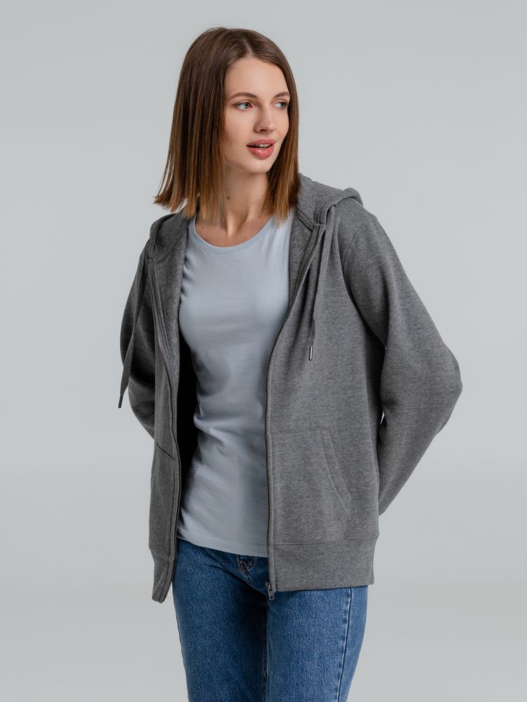 Толстовка с капюшоном на молнии унисекс King, темно-серый меланж / Миниатюра WWW (1000)