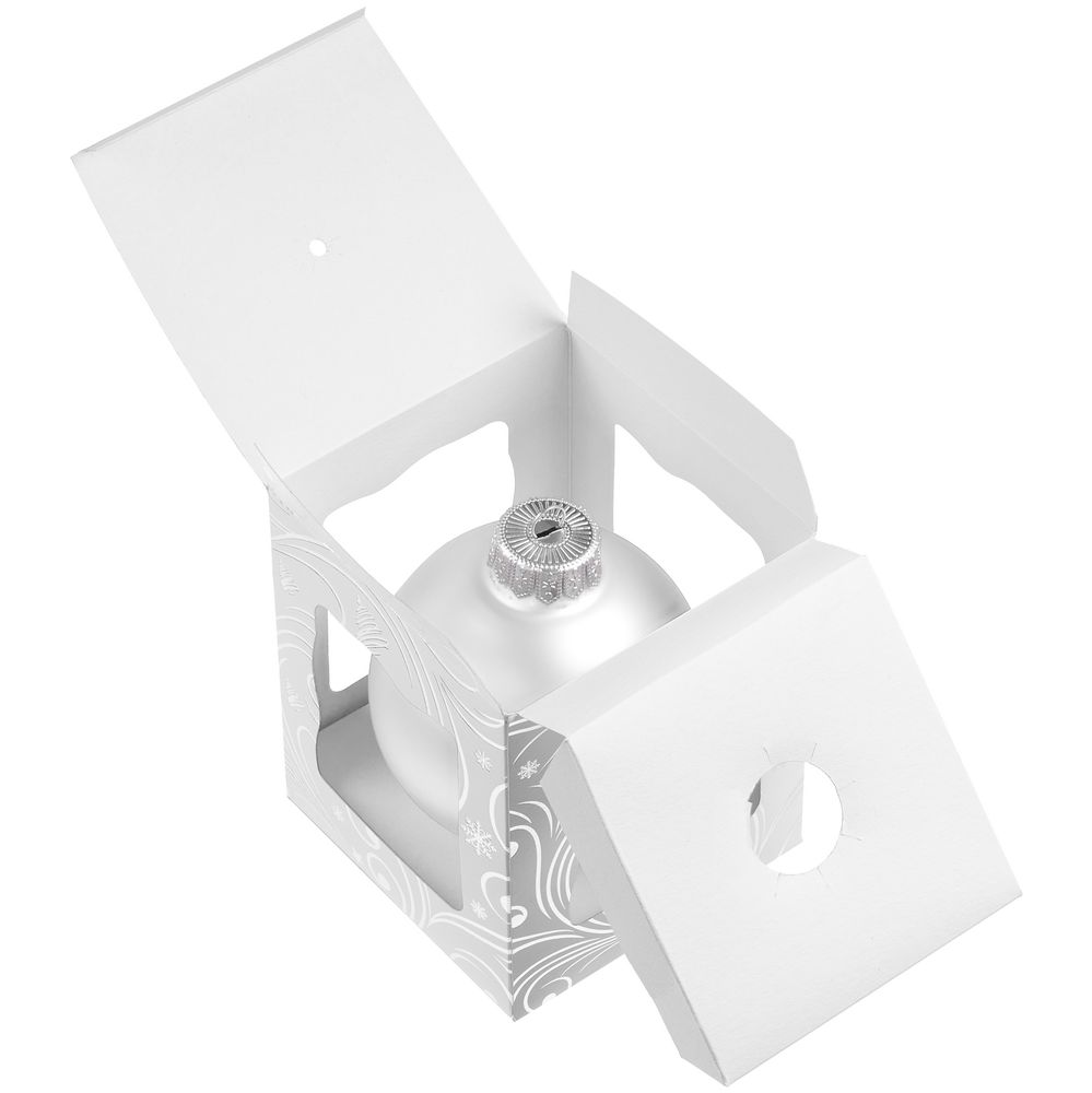 Елочный шар Gala Night Matt в коробке с тиснением, белый, 8 см / Миниатюра WWW (1000)