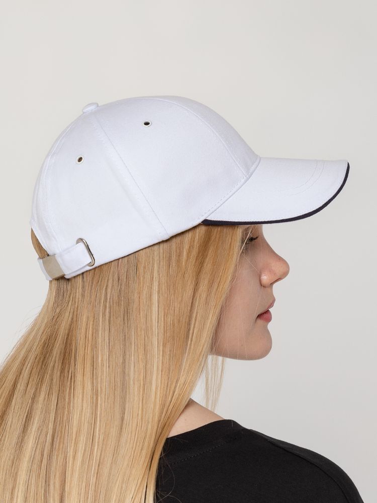 Бейсболка Canopy, белая с темно-синим кантом / Миниатюра WWW (1000)