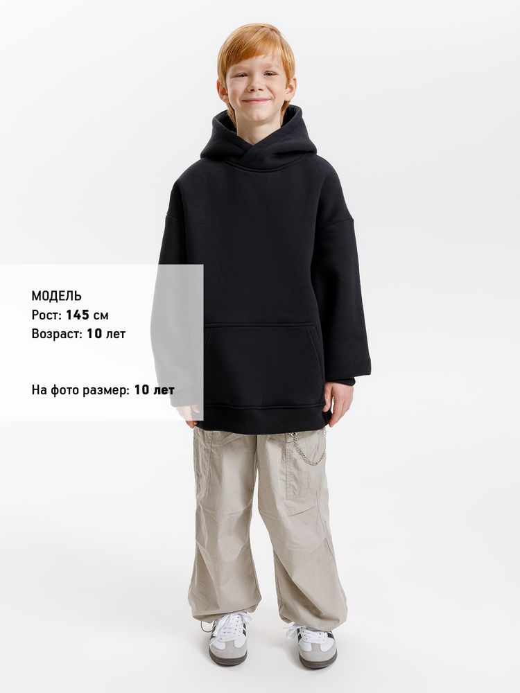 Худи детское оверсайз Junipero, черное / Миниатюра модельного (1000)