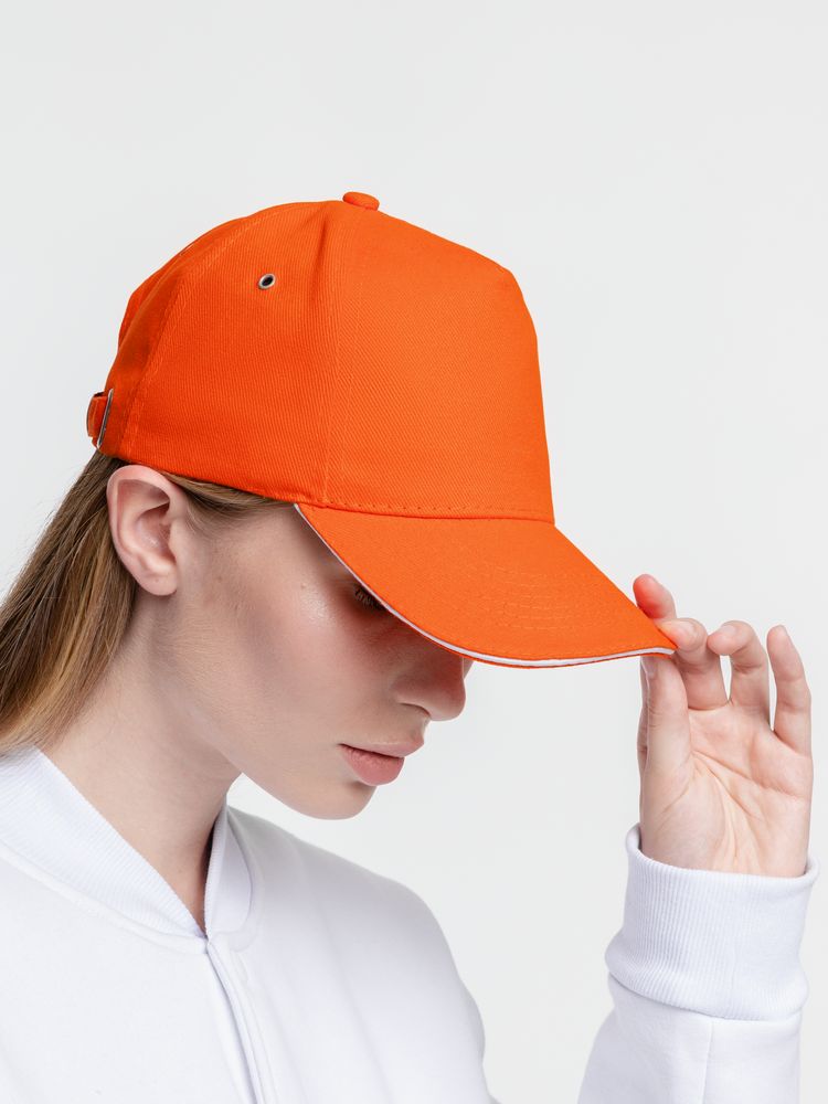 Бейсболка Classic, оранжевая с белым кантом / Миниатюра WWW (1000)