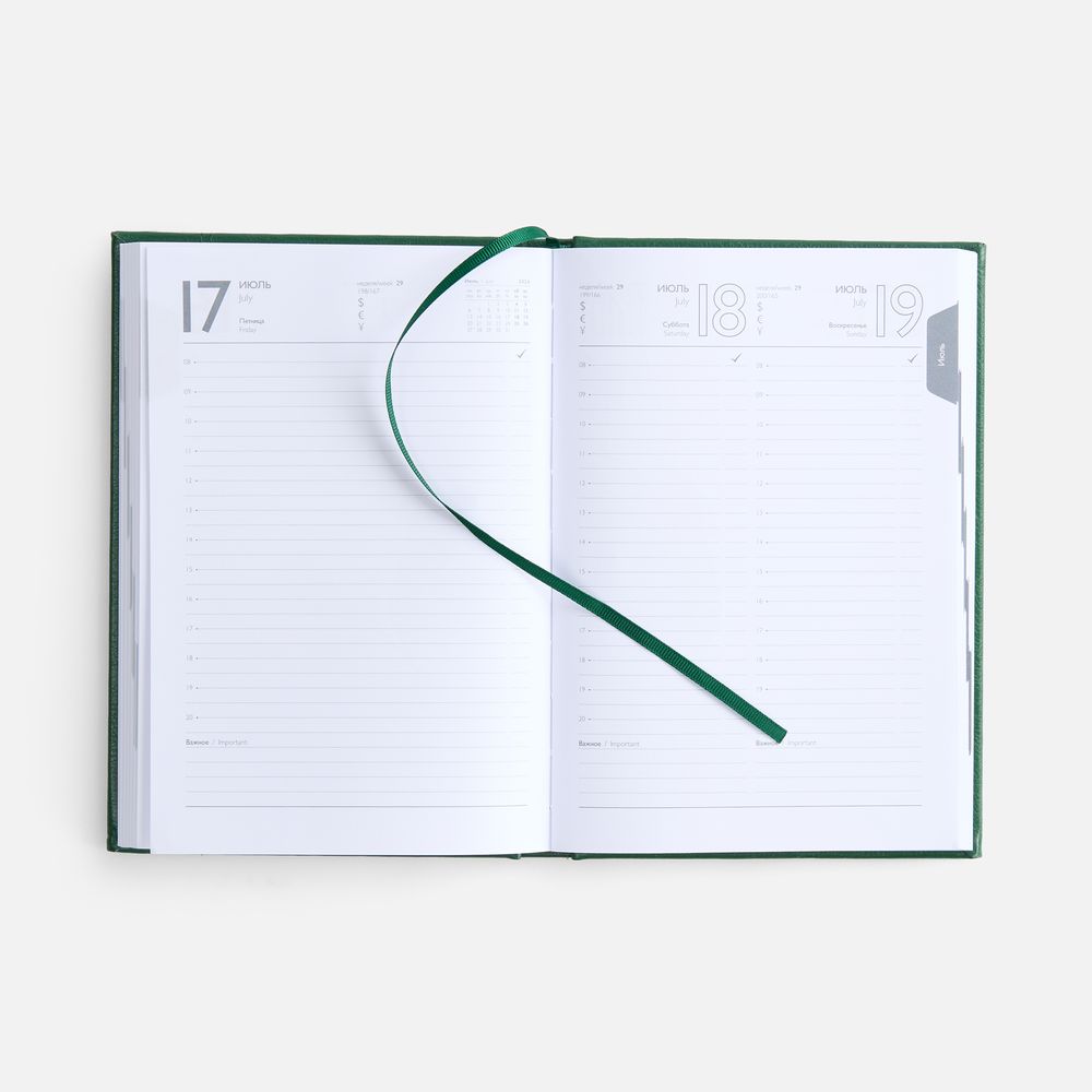 Ежедневник Baza, датированный, зеленый / Миниатюра WWW (1000)