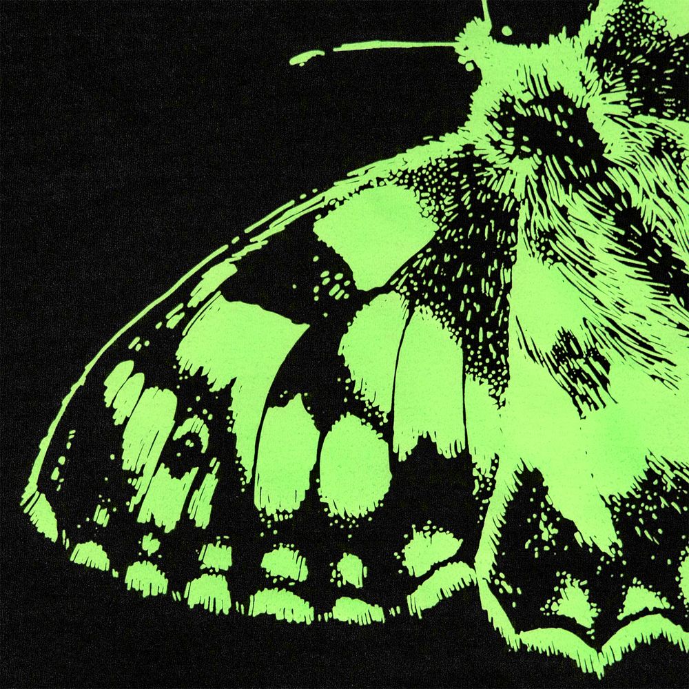 Футболка «Бабочка» со светящимся принтом, черная / Миниатюра WWW (1000)