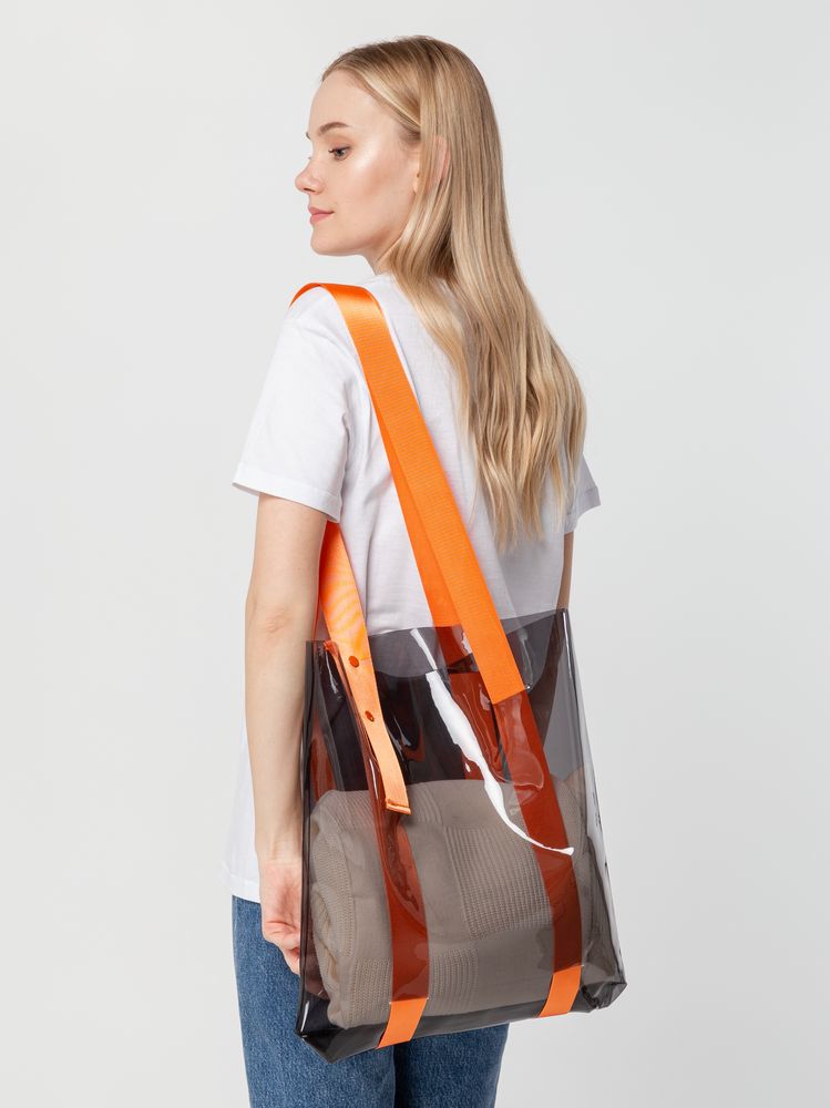 Шоппер Clear Fest, прозрачный серый с оранжевыми ручками / Миниатюра WWW (1000)