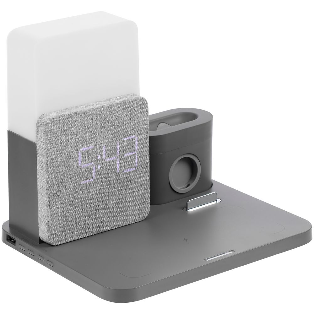 Зарядная станция с часами и подсветкой Large Charge, серая / Миниатюра WWW (1000)