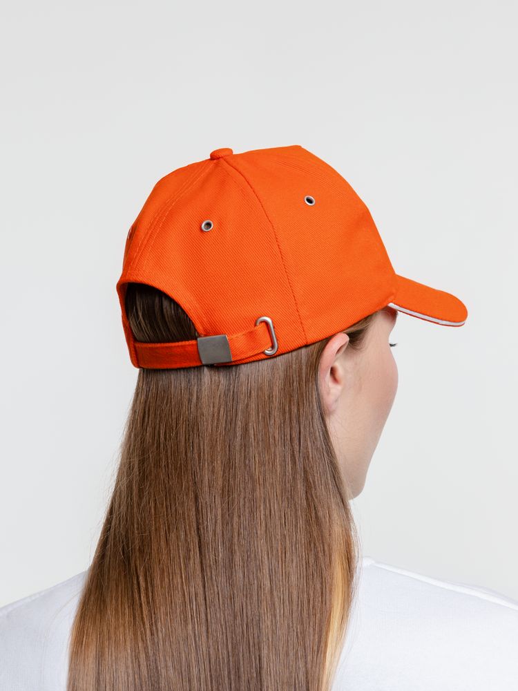 Бейсболка Classic, оранжевая с белым кантом / Миниатюра WWW (1000)