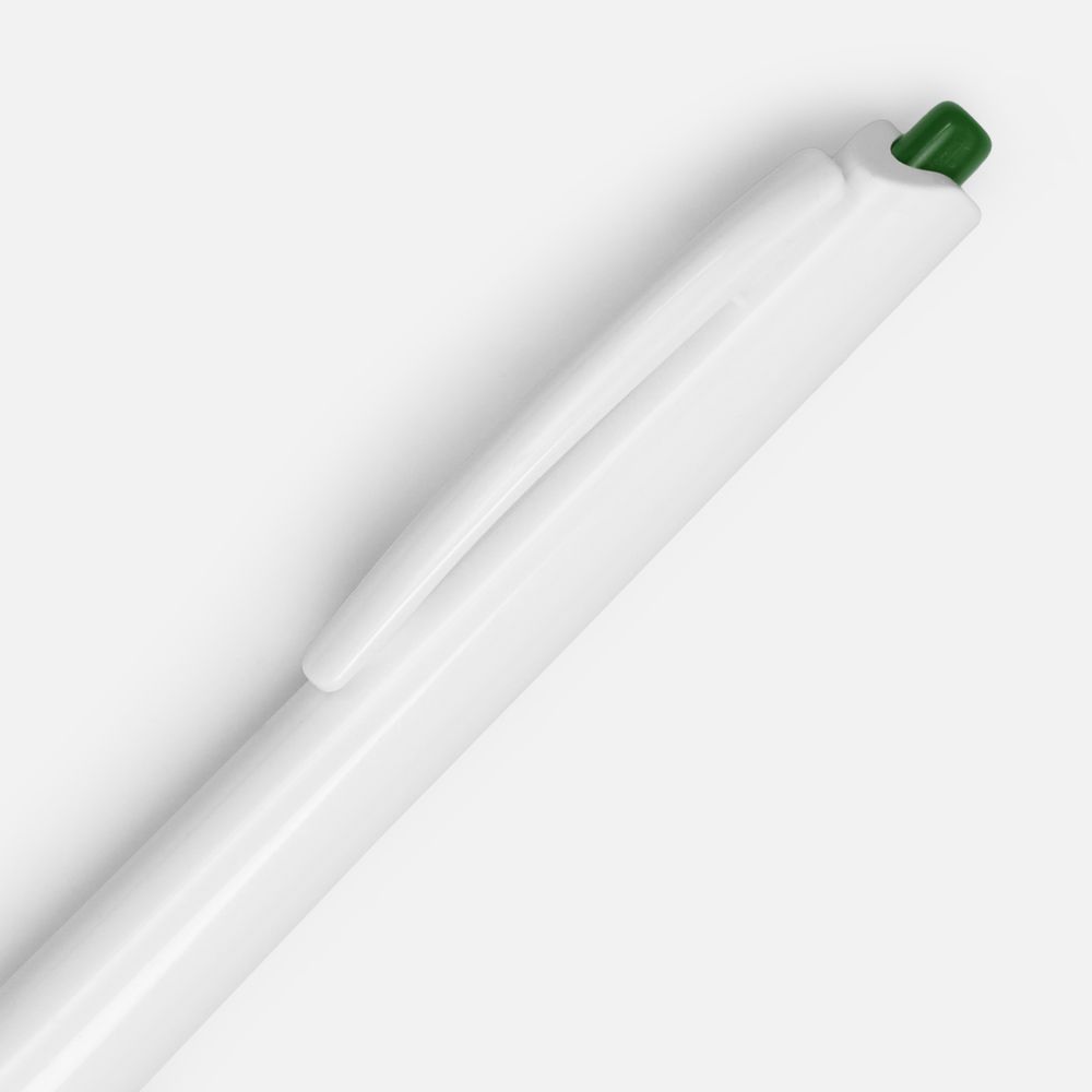 Ручка шариковая Tick, белая с зеленым / Миниатюра WWW (1000)