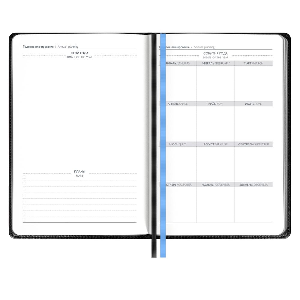 Ежедневник Alanis, недатированный, черный c голубым / Миниатюра WWW (1000)