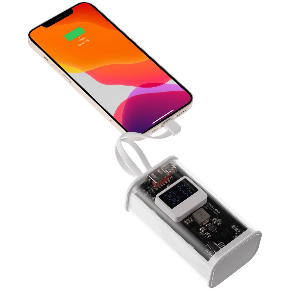 Аккумулятор c быстрой зарядкой Trellis Geek 10000 мАч, белый / Миниатюра WWW (1000)