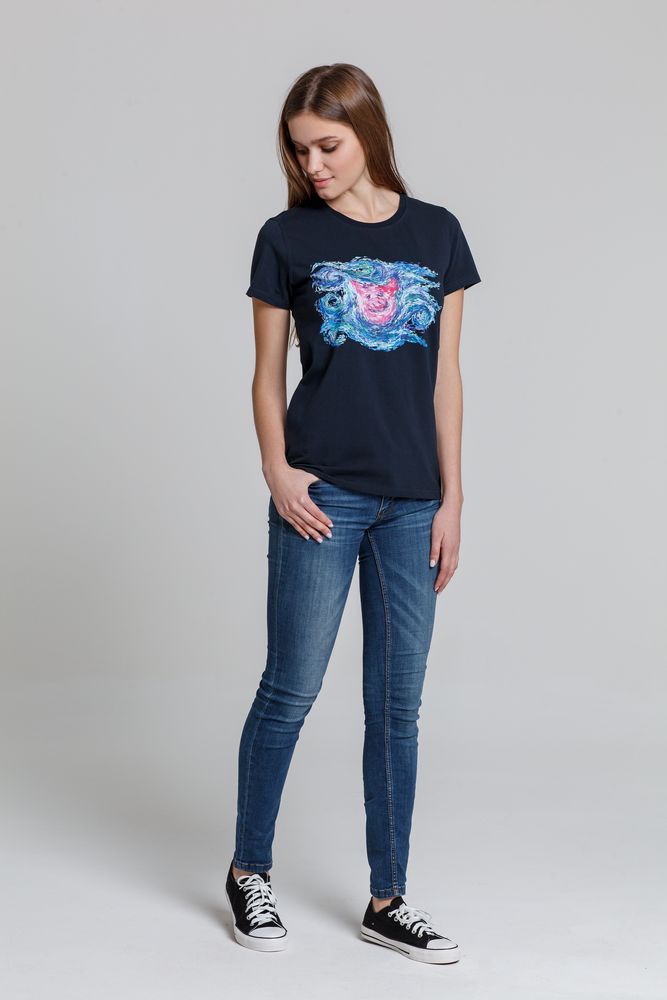 Футболка женская «Ван-Пиг», синяя / Миниатюра WWW (1000)