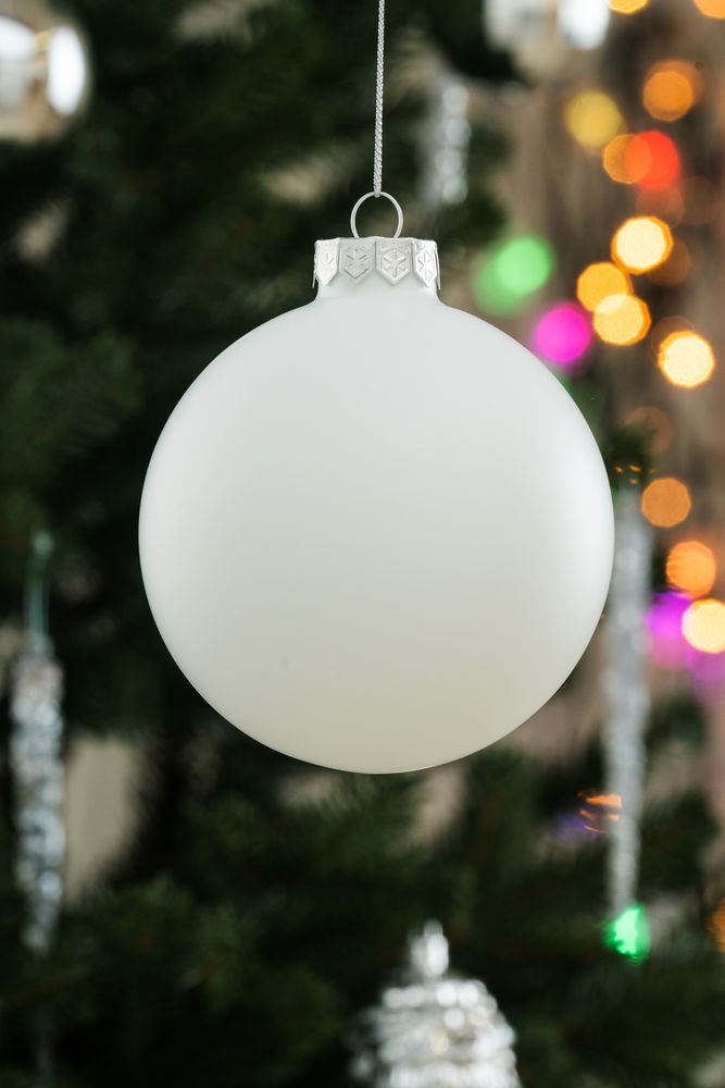 Елочный шар Finery Matt, 10 см, матовый белый / Миниатюра WWW (1000)
