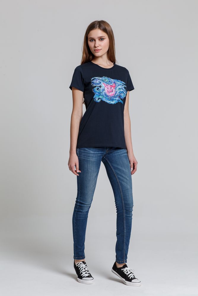 Футболка женская «Ван-Пиг», синяя / Миниатюра WWW (1000)