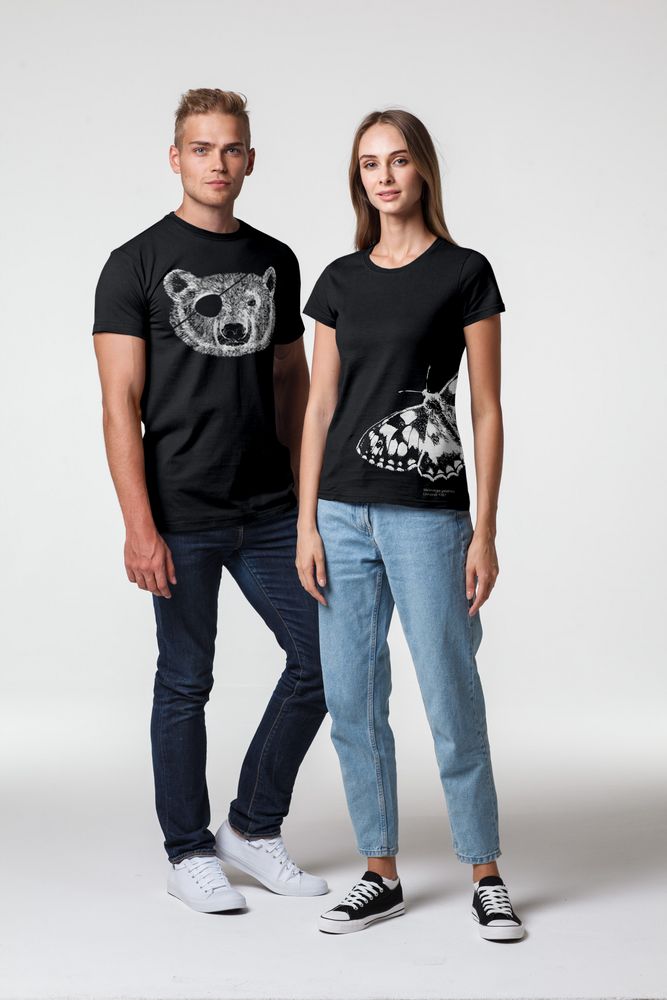 Футболка «Бабочка» со светящимся принтом, черная / Миниатюра WWW (1000)